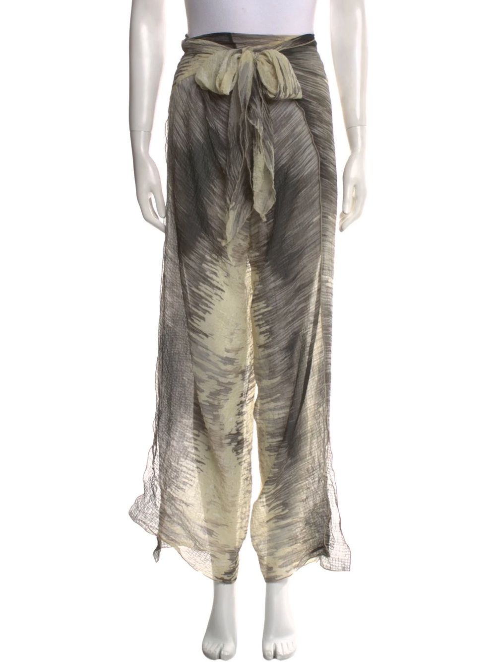 Alexis Black and Cream Beach Wrap Pants with Abstract Stripe Print
